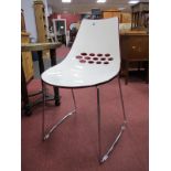 Calligaris Jam Italian Designer Chair, in red and white, having thirteen oval inserts to lower back,