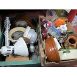 Mantel Clock, Clarke Angle Poise Lamp, ceramics, etc:- Two Boxes