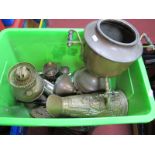 Copper Tea Urn, Oil Lamp etc:- One Box