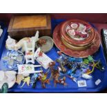 Glass Friggers, Limoges, miniatures, mahogany box, etc:- One Tray