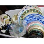 Seven Coloured Glass Candle Holders, lustre bowl with wavy rim, Crescent, Allerton, Minton, Titian