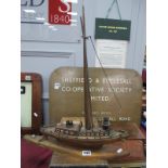 Art Deco Wooden Table Lamp as a Yacht, 44cm long.