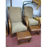 A Pair of Vintage "Superest" Armchairs, with bentwood arms, upholstered backs and seats.