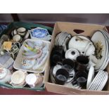 A Doverstone Dinner/Tea Service, novelty tea pots, baking dish etc:- Two Boxes