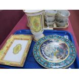 Worcester 'Versailles' Vase and Dish, two Villeroy and Boch Russian themed plates:- One Tray