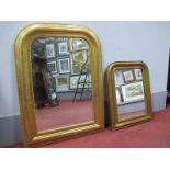 A XIX Century Gilt Frames Wall Mirror, 52.5cm wide; a larger later example. (2)