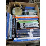 Books Relating to Ships, Planes, Railways, DVD's, cloisonne vase:- One Box