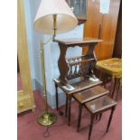 A Nest of Mahogany Coffee Tables, magazine rack, standard lamp. (3)