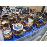 XIX Century Copper Lustre Jugs, tankards bowl, etc, (with damage), XIX Century copper tankard:-