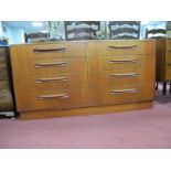 G Plat Teak Chest of Eight Drawers, circa 1970's, with lipped handles to the two banks of drawers,