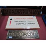 Vintage Advertising Signs - 1. A Wooden Sign "Please Ring", 2. A Brass House Sign "Deepdale", 3. A