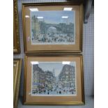 George Cunningham, 'Bank Holiday' and 'Coles Corner', pair of limited edition colour prints of