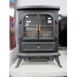 Stove Heater, with double glass doors, 55 x 39cm - Untested - Sold for Parts Only.