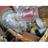 Silver Plated Basket, candelabra, bottle stand, ceramics, silhouettes, brush set, basket, mirror.