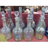 Eight Glass Decanters.