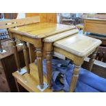 Ikea 'Jokk' Kitchen Table in Pine, 118cm wide; nest of pine coffee tables on turned legs.