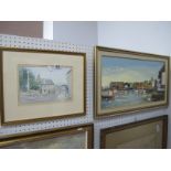 Rachel Long, (Hampshire Artist), Harbour Scene, oil on canvas, signed lower right, 29.5 x 60 cm.