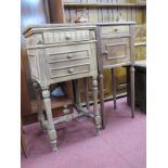 Two Continental Pot Cupboards, one with fall front, the other with marble top, 39cm wide. (2)