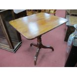 XIX Century Mahogany Pedestal Table, with snap action, turned support, tripod legs, 74cm wide.