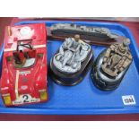 Model 1972 Ferrari, Raceway trophies, model ship Aurora.