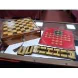 XIX Century Mahogany Games Box, with chess board top, fitted interior, with crib board, 30 x 30cm.