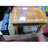 Italian and Spanish Linguaphone Courses, three jewellery boxes, one as a refectory table etc:- One