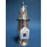 A Britannia Standard Hallmarked Silver Sugar Caster, DCA, London 1959, of plain baluster form with