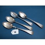 A Set of Four Hallmarked Silver Old English Pattern Table Spoons, Samuel Hayne & Dudley Cater,