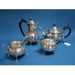 A Matched Hallmarked Silver Four Piece Tea Set, CS Harris & Sons Ltd, London 1924, 1927, each of