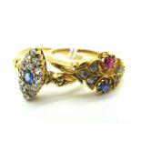 A Delicate Victorian Style Dress Ring, with claw set inset highlights, within boat shape setting,