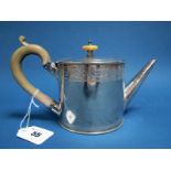 A Hallmarked Silver Teapot, RH, London 1788, of cylindrical form, with bright cut engraved