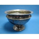 A Large Hallmarked Silver Bowl, Martin Hall & Co, Sheffield (date letter rubbed), of plain form,