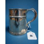 A Britannia Standard Hallmarked Silver Christening Mug, CH & Co, London 1934, of plain tankard form,