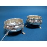 A Matched Pair of Hallmarked Silver Salts, JE, London 1849, 1850, each of circular form with