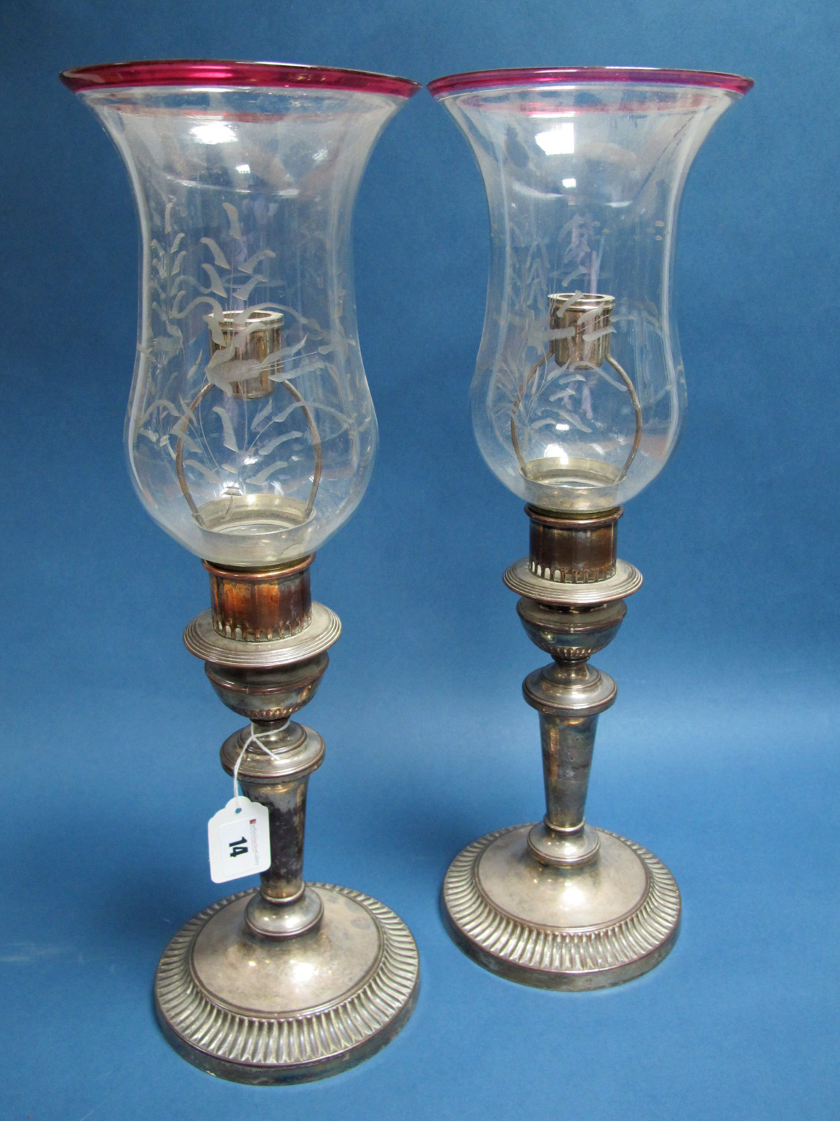 A Pair of XIX Century Plated on Copper Candle Holders, possibly by Matthew Boulton (single sun