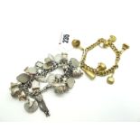 A Curb Link Charm Bracelet, to single swivel style clasp, suspending numerous assorted novelty