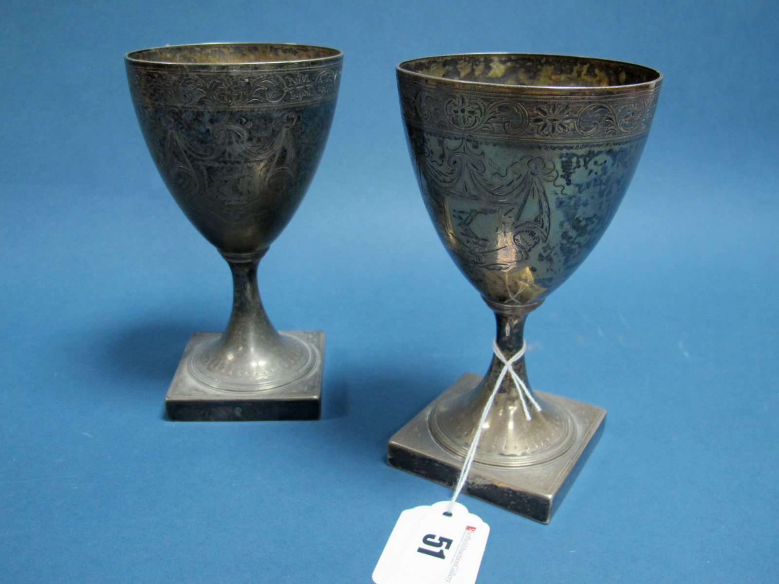 A Pair of Georgian Hallmarked Silver Goblets, possibly Peter & Ann Bateman (marks rubbed), London