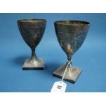 A Pair of Georgian Hallmarked Silver Goblets, possibly Peter & Ann Bateman (marks rubbed), London