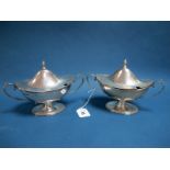 A Pair of Chester Hallmarked Silver Sauce Tureens, George Nathan & Ridley Hayes, Chester 1901,