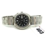 Seiko; A Vintage Bell-Matic Gent's Wristwatch, 4006-7002, the signed black dial with line markers