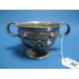 A Scottish Hallmarked Silver Twin Handled Footed Dish, JF, Glasgow 1913, of Celtic design,