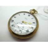 Limit; A Chester Hallmarked 9ct Gold Cased Openface Pocketwatch, the signed dial with black Roman