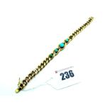 A c.Late XIX Century Turquoise Set Curb Link Bracelet, of graduated design with graduated circular