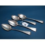 A Pair of Hallmarked Silver Old English Pattern Table Spoons, (possibly John Lambe) London 1817,