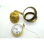 A Highly Decorative XVIII Century Pair Case Pocketwatch, the white dial with black Roman and