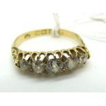 A Chester Hallmarked 18ct Gold Five Stone Diamond Ring, the graduated old cut stones claw set,