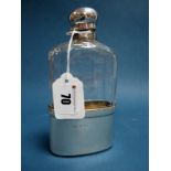 A Large Halmarked Silver and Glass Hip Flask, Fs Ltd, London 1912, of plain design with gilt lined