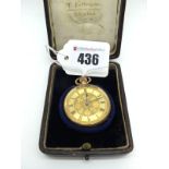 A XIX Century Ladies Fob Watch, the foliate engraved dial with black Roman numerals, within