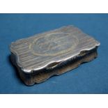 A Hallmarked Silver Snuff Box, Nathaniel Mills, Birmingham 1846, of shaped rectangular form, allover