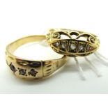 An 18ct Gold Five Stone Diamond Ring, of openwork design set with rose cut stones (finger size N),
